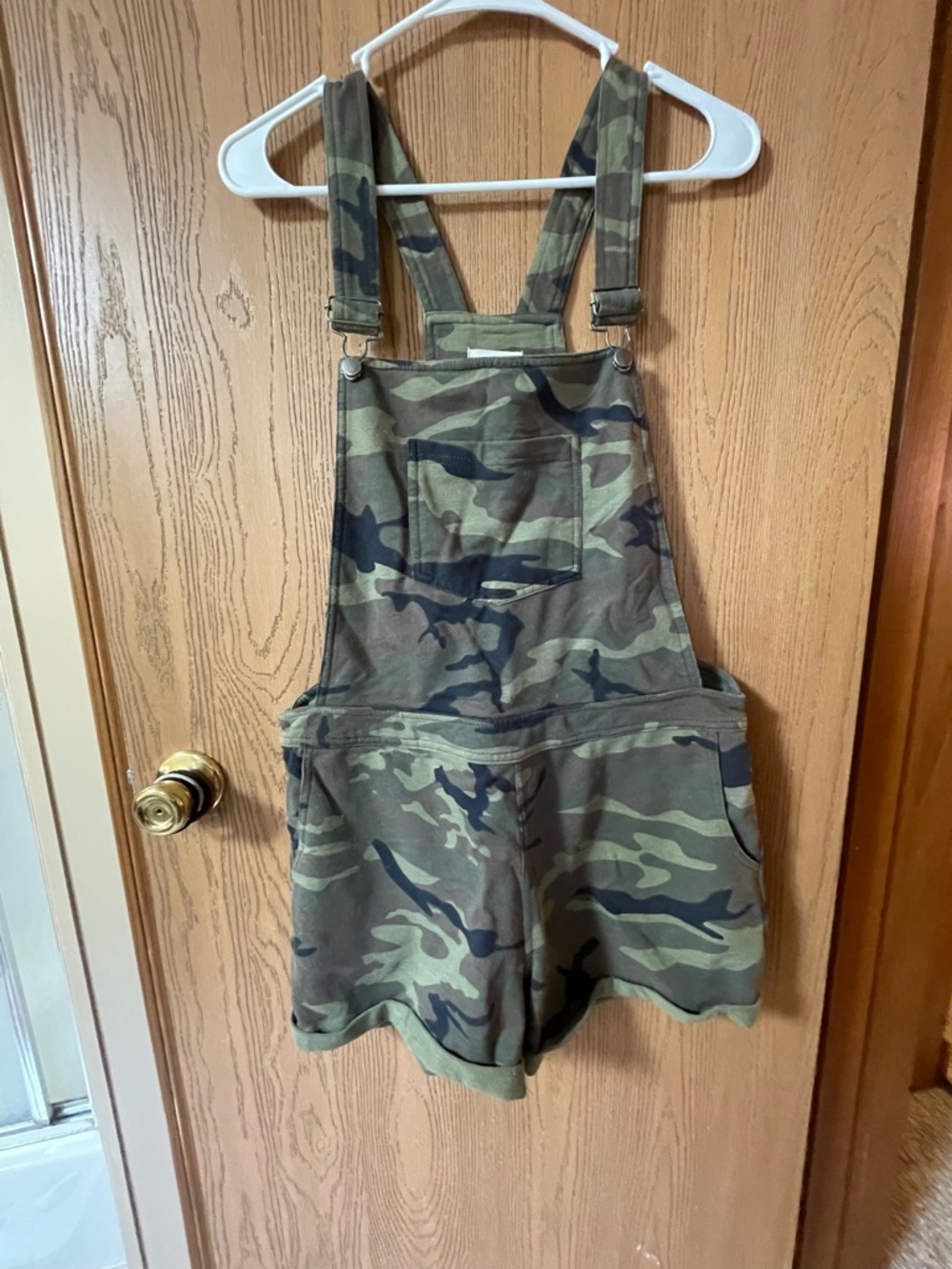 Thread & Supply Green Camo Shortall Jumpsuit